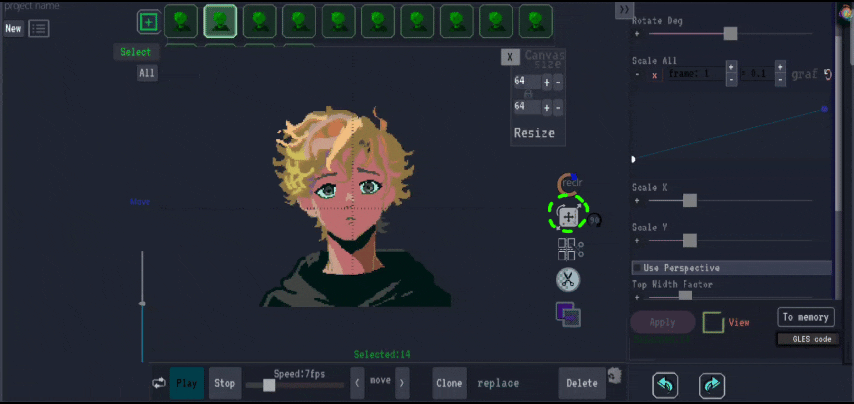 Move/Size/Rotate pixelation technique