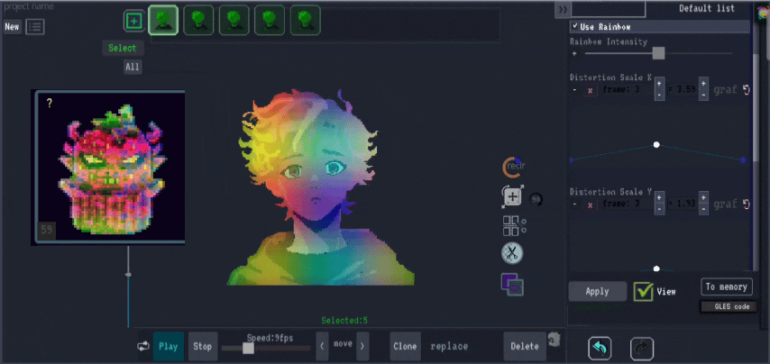 Rainbow shaker pixelation technique